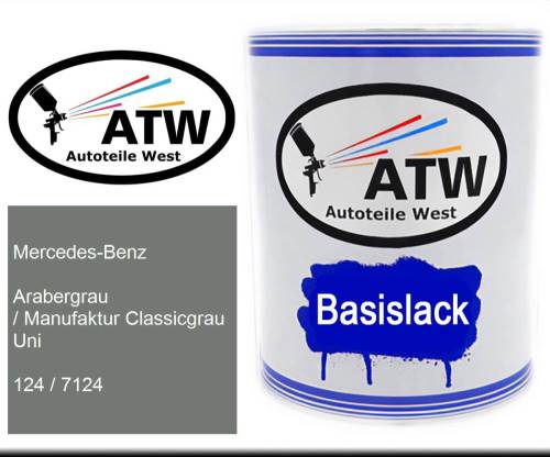 Mercedes-Benz, Arabergrau / Manufaktur Classicgrau Uni, 124 / 7124: 1L Lackdose, von ATW Autoteile West.